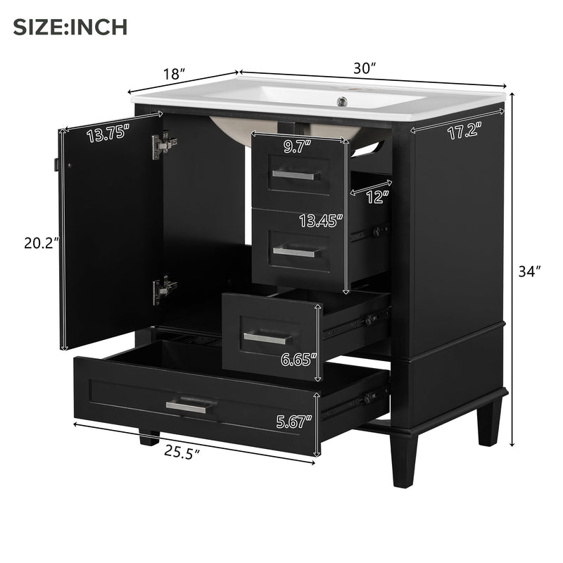 30" Bathroom Vanity with Sink Combo Set, photo 7 of 10