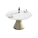 Modern Artificial Stone Round Carbon Steel Base Dining Table, Can Accommodate 6 People by HouseOfZazla