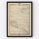 Vintage Map of Tama County, Iowa 1875