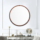 Hausen - Mid-Century Modern Round Accent Wall Mirror - Brown Walnut by HouseOfZazla