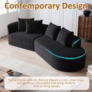 Upholstered Oversized Sectional Sofa, 4 Seater Extra Deep & Wide Curved Cloud Couch With 4 Throw Pillows For Living Room - Black by HouseOfZazla
