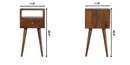 Solid Wood Mini Nightstand, 1-Drawer, 1 Open Slot, Chestnut