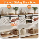 Entryway Table With Sliding Barn Door Storage - White / Oak by HouseOfZazla