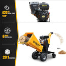 6'' 420Cc 15Hp Pull Start Gas Powered 4 - Wheels Chipper Shredder Mulcher With Towbar / Stop Bar - Yellow by HouseOfZazla
