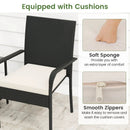 3 Piece Patio Furniture Set with Seat Cushions and Tempered Glass Tabletop by LJGDeals