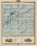 Vintage Map of Cass County, Iowa 1875