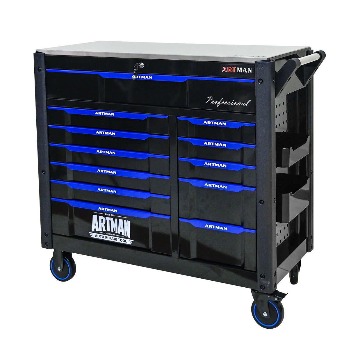 12 Layer Drawer Multi Purpose Tool Cart With Wheels And Iron Top - Black / Blue, photo 5 of 11