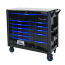 12 Layer Drawer Multi Purpose Tool Cart With Wheels And Iron Top - Black / Blue by HouseOfZazla