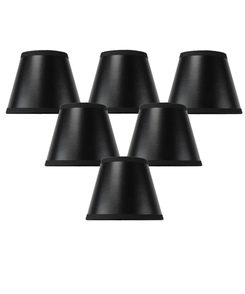 5"W x 4"H Set of 6 Black Parchment Gold-Lined Chandelier Candle Clip Lamp Shade