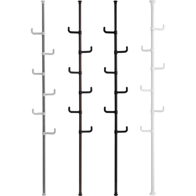 Adjustable Laundry Pole Clothes Drying Rack Coat Hanger DIY Floor to Ceiling Tension Rod Storage Organizer for Indoor, Balcony - White