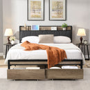 Modern Bed Frame With LED Lights, Upholstered Headboard, USB Charging by Unique Piece Furniture