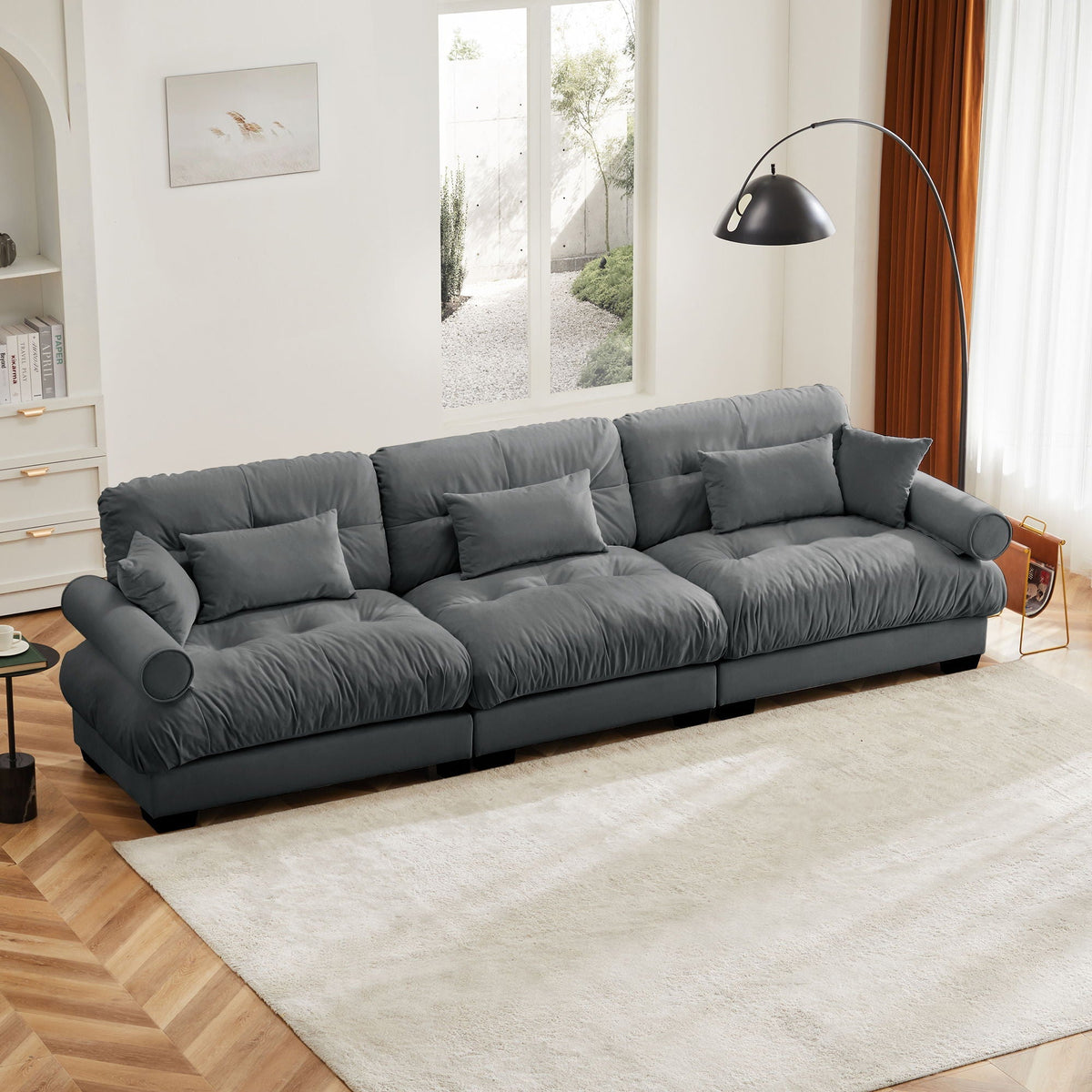 Modern Oversize Sofa With Cloud Like Comfort, Featuring Waist And Throw Pillows, photo 17 of 28