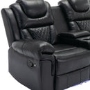 Home Theater Seating Manual Recliner Loveseat With Hide-Away Storage, Cup Holders And Led Light Strip For Living Room by HouseOfZazla