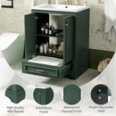 Bathroom Vanity With Ceramic Sink Combo, Modern Freestanding Storage Cabinet With Silver Handles by HouseOfZazla