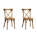 2-Pack Resin X-Back Chair Dining Chair Furniture 2-Pack, Retro Natural Mid Century Chair Modern Farmhouse Cross Back Chair, Natural