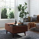 Owen - Tray Top Small Coffee Table Upholstered Storage Ottoman by HouseOfZazla