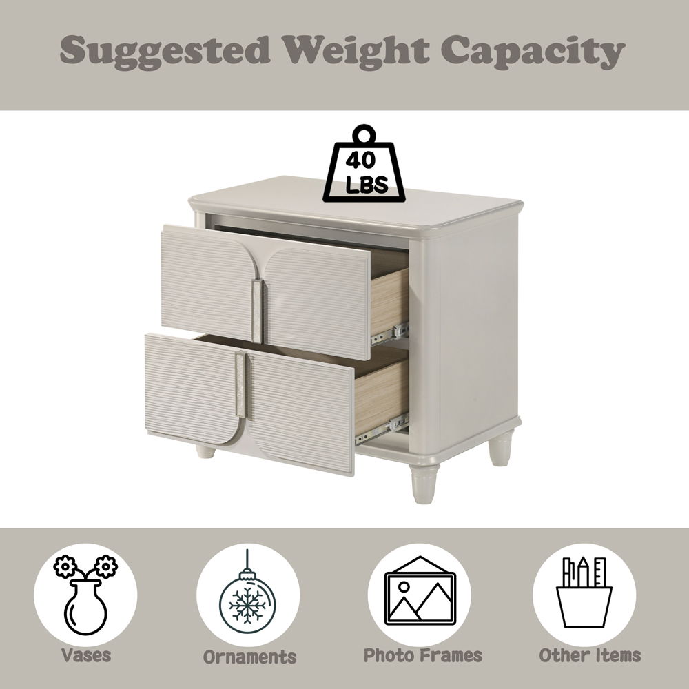 Laveda - Nightstand - Pearl White, photo 3 of 6