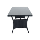 5 Piece Patio wicker Outdoor Sectional Set 9 Seater Conversation Set with 3 Storage Under Seat Black Wicker + Dark Grey Cushion