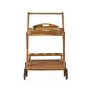 Riviera Bar Cart Natural Stained Acacia Wood Mobile Bar Cart
