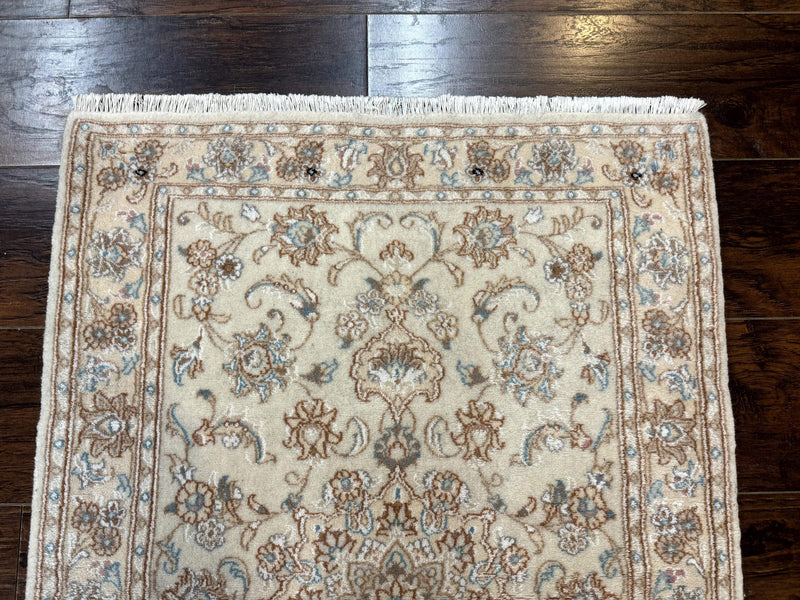 Small Persian Tabriz Rug 2.6 x 3.8, Vintage, Wool and Silk Highlights, Fine 225 KPSI