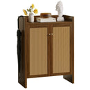 Rattan Shoe Cabinet with Doors, 6-Tier Storage Organizer