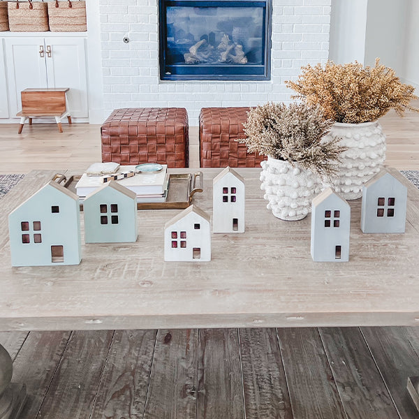 Wooden Village Houses, Pick Your Color | Set of 2