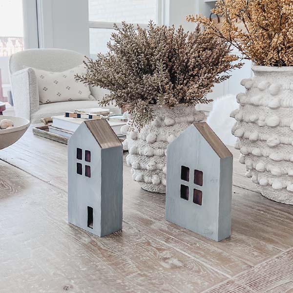 Wooden Village Houses, Pick Your Color | Set of 2