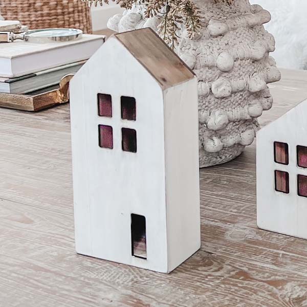 Wooden Village Houses, Pick Your Color | Set of 2