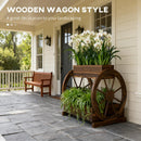 Outdoor Wooden Wagon Planter Box - 3-Tier Raised Garden Bed