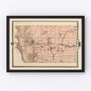 Vintage Map of Mills County, Iowa 1875
