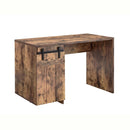 Home Office Desk One Cabinet Three Shelves Faux Barn Door On Metal Euro Hinges Modesty Panel - Distressed Wood by HouseOfZazla