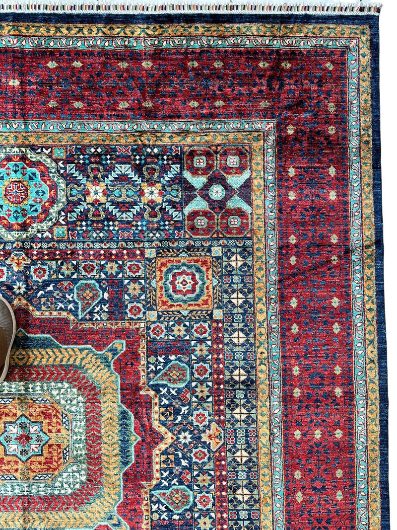 Hand-Knotted Mamluk Wool Rug – 8'4" x 9'9" – Intricate Geometric Masterpiece
