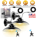 2Pack Solar Shed Lights with Separate Panel Wall Mounted Solar Pendant Light Indoor Outdoor with Remote Timer 3 Modes 3 Light Colors IP 55 Waterproof