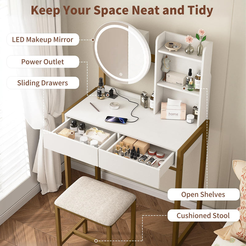 Small Vanity Desk with Mirror and Lights, photo 7 of 7
