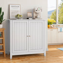 Mid Century Modern Double Door Storage Cabinet With Knobs - White by Unique Piece Furniture