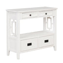 36" Farmhouse Pine Wood Console Table Entry Sofa Table with 4 Drawers & 1 Storage Shelf for Entryway Living Room Bedroom Hallway Kitchen (Antique White)