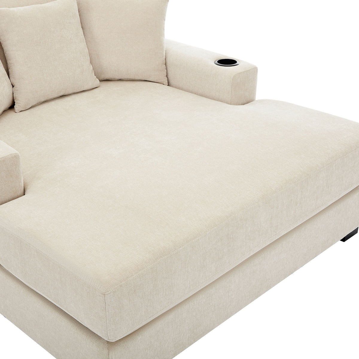 Oversized Chaise Lounger Modern Style Sofa Couch With Pillows, Charge Station & Cup Holders, photo 9 of 23