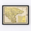 Vintage Map of Lee County, Iowa 1875