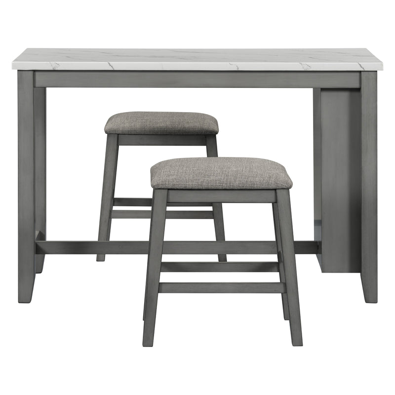 5-piece Counter Height Dining Table Set with Built-in Storage Shelves,Grey(OLD SKU W504S00143)