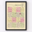 Vintage Map of Adams County, Nebraska 1885