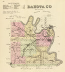 Vintage Map of Dakota County, Nebraska 1885