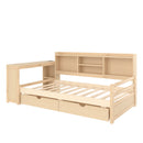 Corner Daybed With Storage Drawers, Desk, Charging Port & Bookcase
