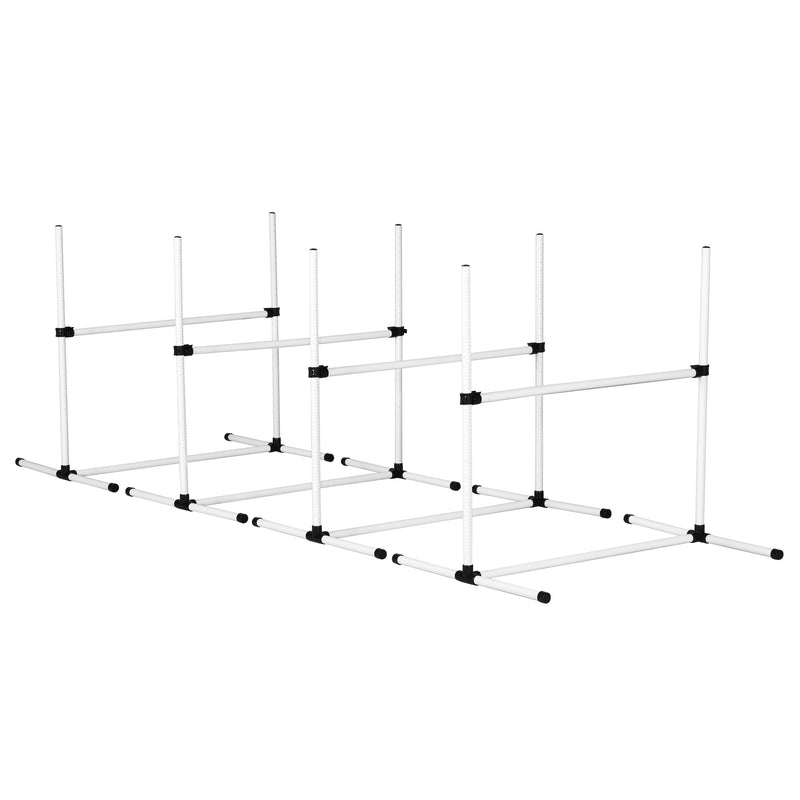 4 Pack Adjustable Dog Agility Jumps with Carry Bag Exercise Dog Jumping Hurdles for Indoor Outdoor Dog Agility Course Game, White