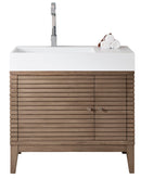 James Martin Linear 36" Single Bathroom Vanity, Whitewashed Walnut