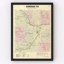 Vintage Map of Howard County, Nebraska 1885