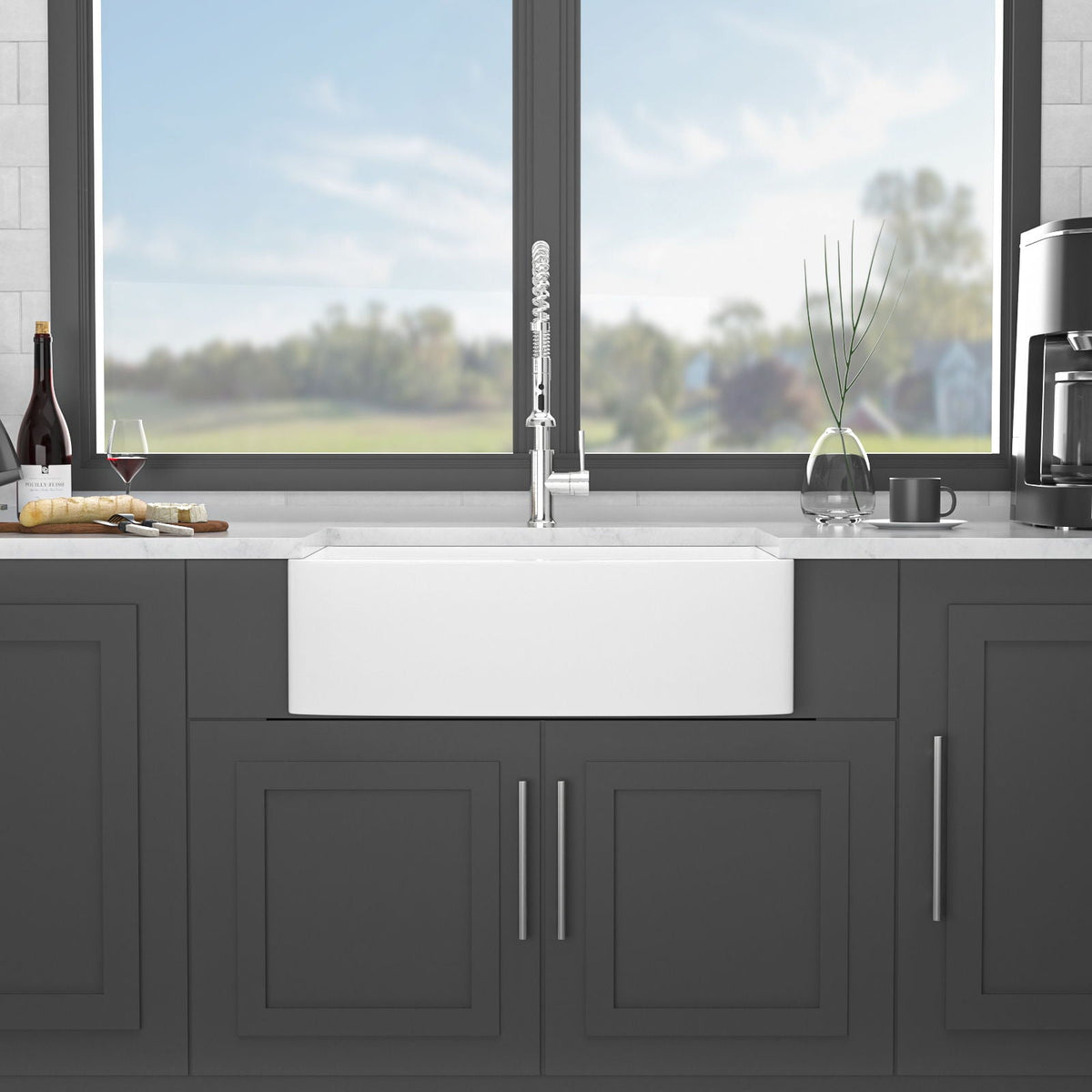 Classic Ceramic Farmhouse Sink Workstation Single Bowl With Durable Finish, photo 17 of 40