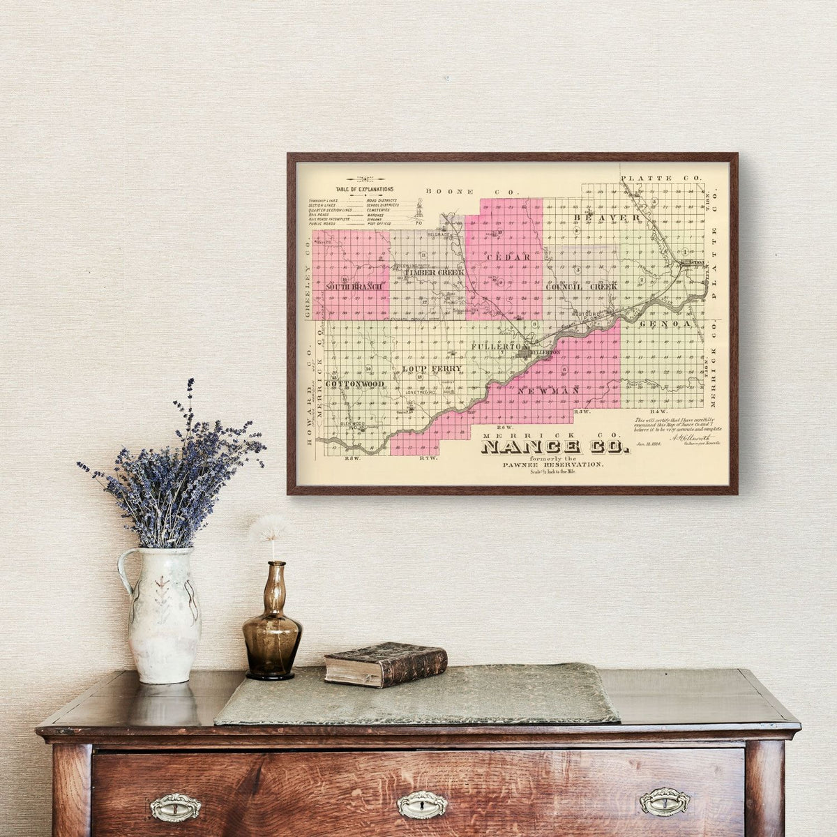 Vintage Map of Nance County, Nebraska 1885, photo 3 of 5