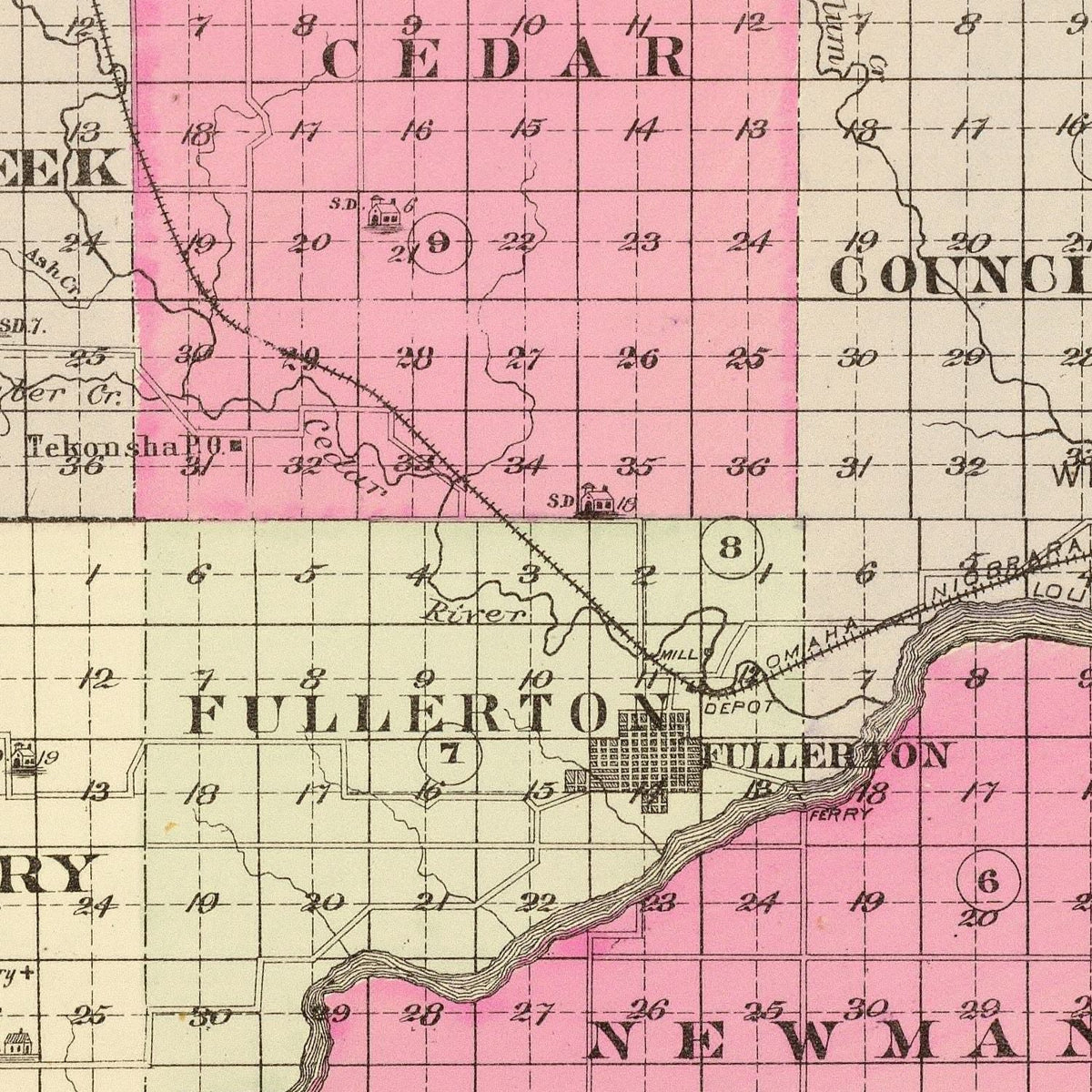 Vintage Map of Nance County, Nebraska 1885, photo 2 of 5