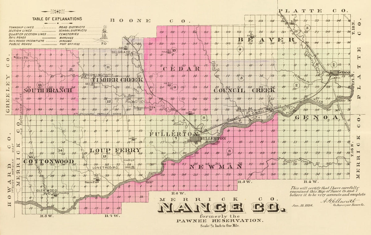 Vintage Map of Nance County, Nebraska 1885, photo 5 of 5