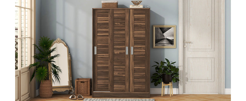 3-Door Shutter Wardrobe with shelves, Wulnut